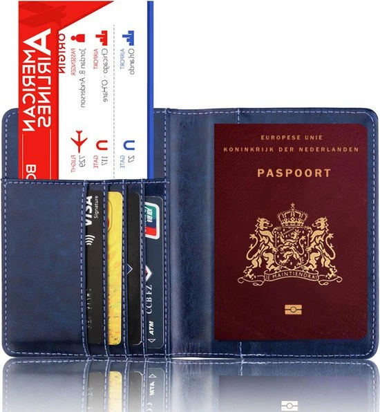 Goedkoop π Merkloos TDR - Luxe Kunstleder Paspoort En Pasjes Houder - Met RFID-blokkeringstechnologie - Met Nederlands Voorgedrukt Motief - Donkerblauw π€© - Afbeelding 3
