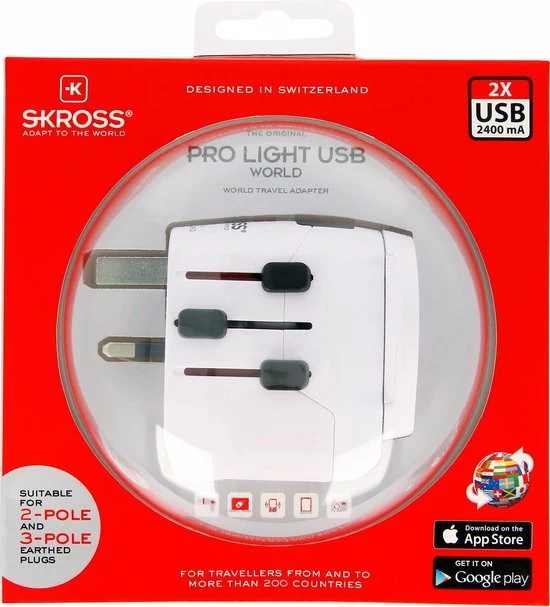 Aanbiedingen 𧨠Skross - Reisstekker/Wereldstekker Pro Light Met 2 USB-poorten - Zwitserse Kwaliteit - Input Voltage 100V - 250V π - Afbeelding 16