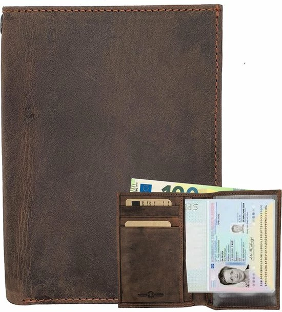 Aanbiedingen π Safekeepers Paspoorthouder - Paspoort Cover- Paspoort Etui- Leer - Hunter Bruin β