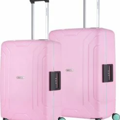 Korting 👍 CarryOn Steward Kofferset - 2-delige TSA Trolleyset Met Kliksloten - Dubbele Wielen - Roze ❤️