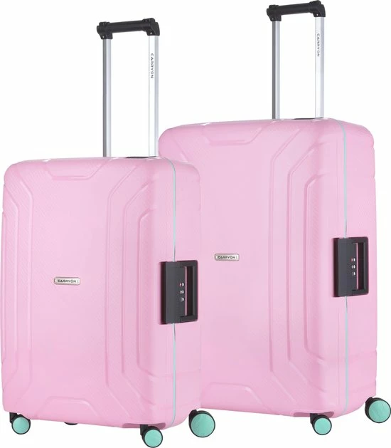 Korting ๐ CarryOn Steward Kofferset - 2-delige TSA Trolleyset Met Kliksloten - Dubbele Wielen - Roze โค๏ธ