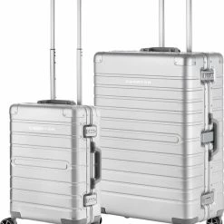 Kopen 🔔 CarryOn Kofferset ULD - Luxe Aluminium 👜 Handbagage Koffer 55cm + 76cm Grote Reiskoffer - Dubbel TSA Slot - Zilver 🌟