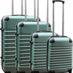 Uitgang 😀 Travelerz Kofferset 4 Delig ABS - Zwenkwielen - Met Cijferslot - Groen ⭐