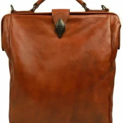 Goedkoopste 🔥 Bear Design Sheldon Leren Rugtas / Dokterstas - Cognac ⭐