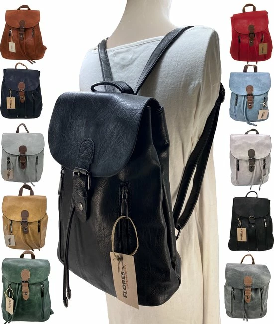 Beste deal π Flores Lederwaren Soepele Donkerblauw Leren Rugzak π - Afbeelding 5