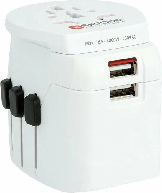 Aanbiedingen 𧨠Skross - Reisstekker/Wereldstekker Pro Light Met 2 USB-poorten - Zwitserse Kwaliteit - Input Voltage 100V - 250V π - Afbeelding 3
