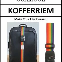 Hete verkoop 🔥 SUNMOOL Kofferriem Met TSA Cijfer Slot - Bagage Riem - Luggage Strap - 200 Cm - Regenboog & Zwart - 4 Stuks 🥰 -Gabbag-winkel 550x662 6