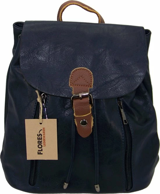 Beste deal π Flores Lederwaren Soepele Donkerblauw Leren Rugzak π