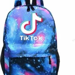 Korting 🔔 Merkloos TikTok Rugzak - Tik Tok Schooltas - Rugzak Jongens - Tas - Rugtas Meisjes - Nieuwe Collectie - Blauw Zwart Wit 🌟