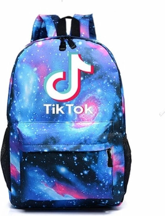 Korting π Merkloos TikTok Rugzak - Tik Tok Schooltas - Rugzak Jongens - Tas - Rugtas Meisjes - Nieuwe Collectie - Blauw Zwart Wit π