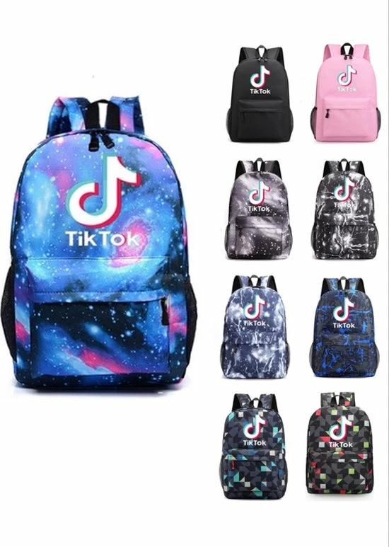 Korting π Merkloos TikTok Rugzak - Tik Tok Schooltas - Rugzak Jongens - Tas - Rugtas Meisjes - Nieuwe Collectie - Blauw Zwart Wit π - Afbeelding 3