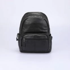 Korting 💯 Puro Lino Leren Rugzak In ZWART Kleur, Met Rits En Schouder Banden 🤩