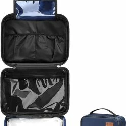 Coupon 🧨 ALLONWAY Toilettas, Grote Toilettas Voor Heren En Dames, Toilettas Om Op Te Hangen, Make-uptas, Waterdichte En Multifunctionele Tas, Toilettas, Waszak Voor Make-up, Beauty Case, Reizen, Blauw 🧨