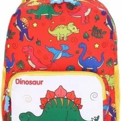 Goedkoop โญ Dinosaurus Rugtas - Dino - Rugzak Voor Jongens En Meisjes - Rood - 30 X 25 X 10 Cm โ