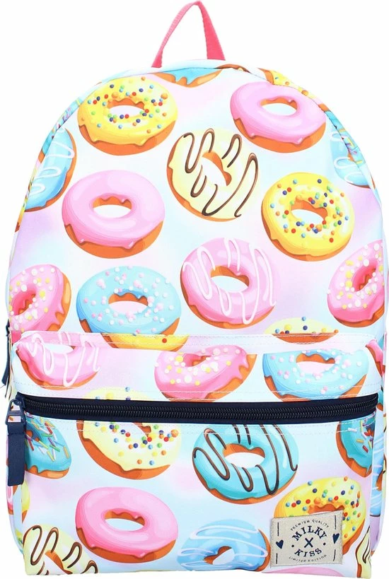 Aanbiedingen 𧨠Milky Kiss Young, Wild & Free - Rugzak - Schooltas Meisje - Multi - Donuts π